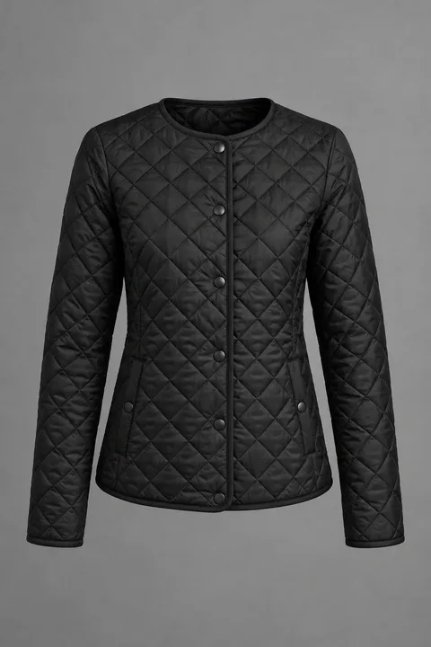 Chaqueta acolchada fina Actur, negro, foto de producto sobre fondo gris